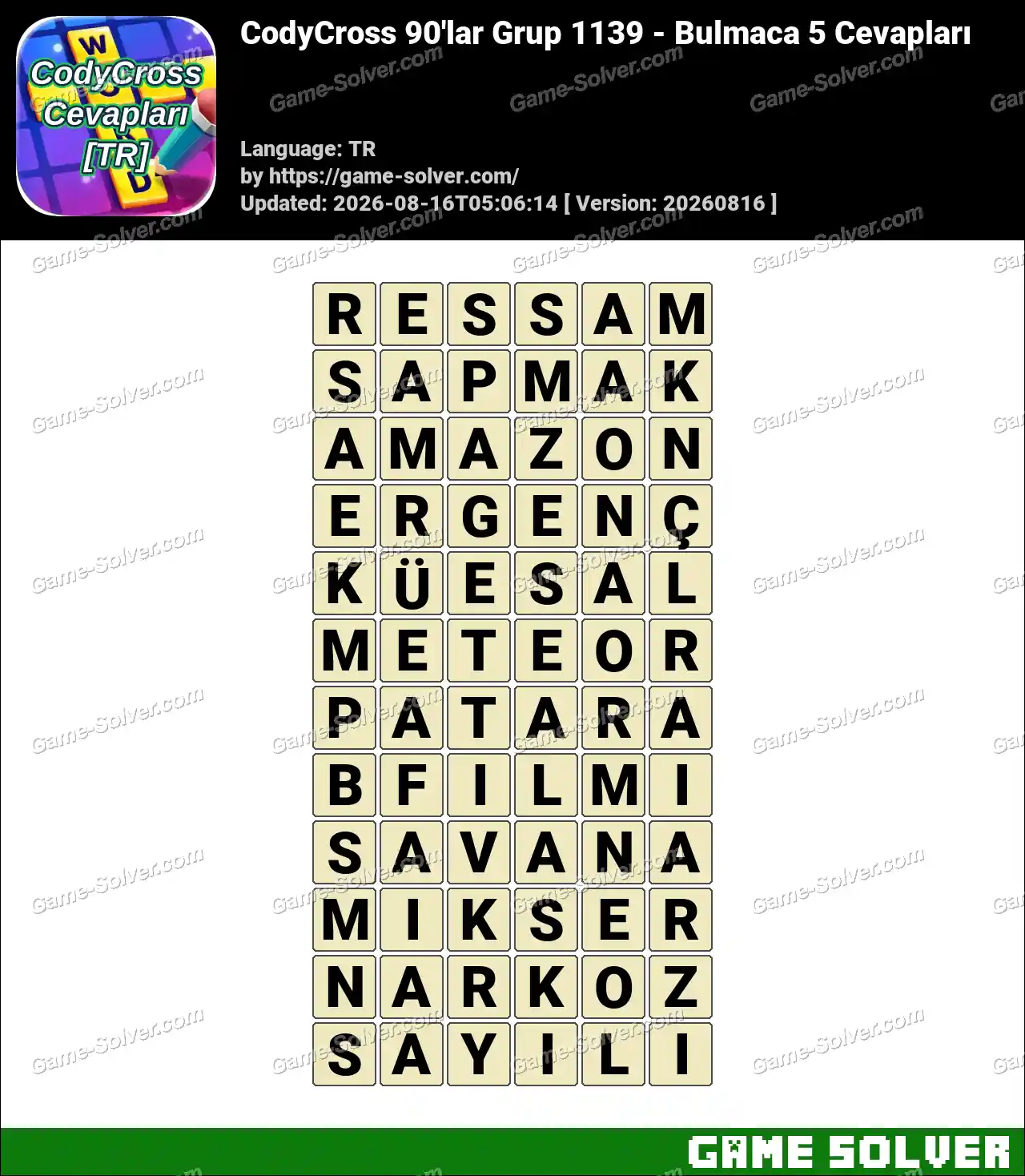 CodyCross 90’lar Grup 1139 – Bulmaca 5 Cevapları